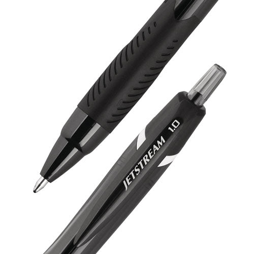 Image of uniball® Jetstream Elements Hybrid Gel Pen, Retractable, Medium 1 mm, Black Ink, Translucent Black/Black Barrel, Dozen