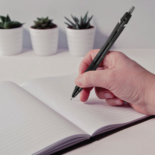 Image of uniball® Jetstream Elements Hybrid Gel Pen, Retractable, Medium 1 mm, Black Ink, Translucent Black/Black Barrel, Dozen