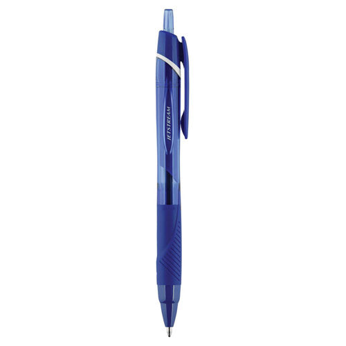 Image of uniball® Jetstream Elements Hybrid Gel Pen, Retractable, Medium 1 mm, Blue Ink, Translucent Blue/Blue Barrel, Dozen