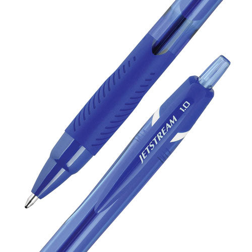 Image of uniball® Jetstream Elements Hybrid Gel Pen, Retractable, Medium 1 mm, Blue Ink, Translucent Blue/Blue Barrel, Dozen