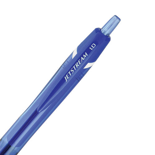 Image of uniball® Jetstream Elements Hybrid Gel Pen, Retractable, Medium 1 mm, Blue Ink, Translucent Blue/Blue Barrel, Dozen