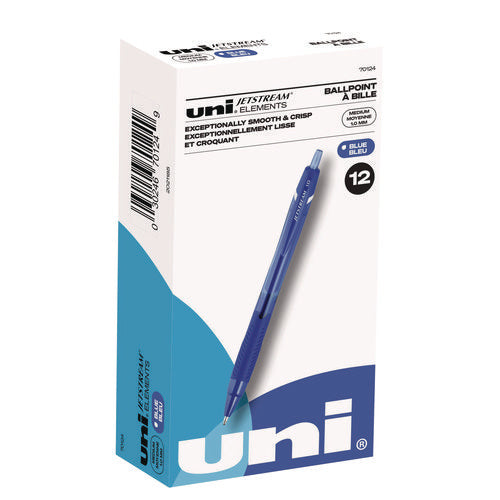 Image of uniball® Jetstream Elements Hybrid Gel Pen, Retractable, Medium 1 mm, Blue Ink, Translucent Blue/Blue Barrel, Dozen