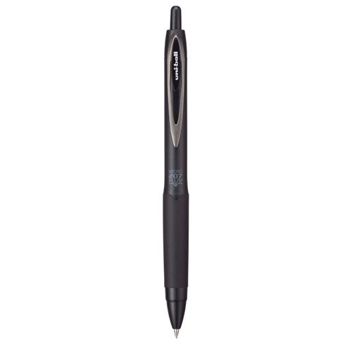 Image of uniball® 207 Plus+ Gel Pen, Retractable, Micro 0.5 mm, Black Ink, Black Barrel, Dozen