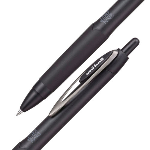 Image of uniball® 207 Plus+ Gel Pen, Retractable, Micro 0.5 mm, Black Ink, Black Barrel, Dozen