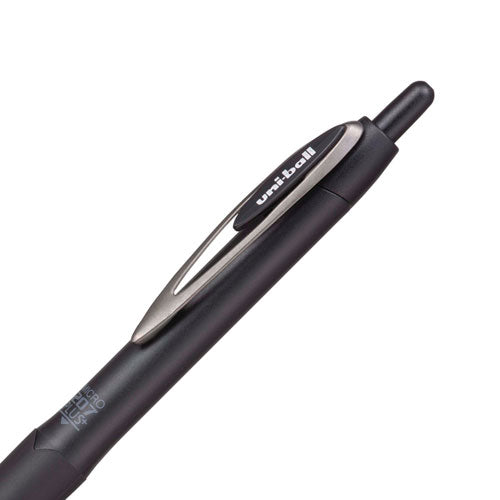 Image of uniball® 207 Plus+ Gel Pen, Retractable, Micro 0.5 mm, Black Ink, Black Barrel, Dozen