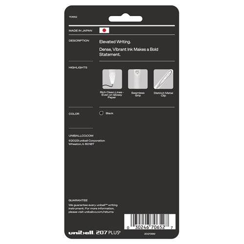 Image of uniball® 207 Plus+ Gel Pen, Retractable, Medium 0.7 mm, Black Ink, White Barrel, 4/Pack