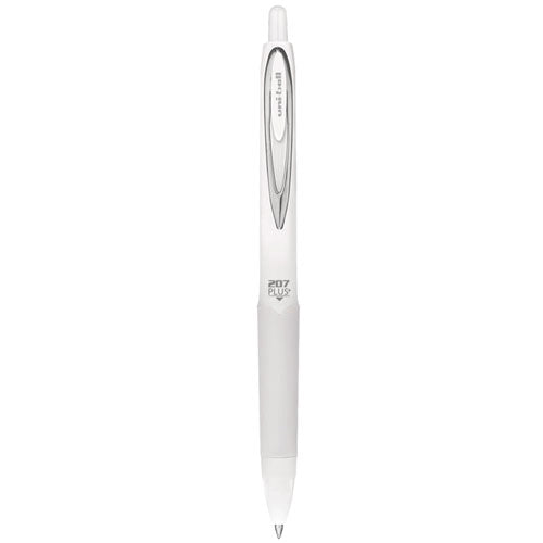 Image of uniball® 207 Plus+ Gel Pen, Retractable, Medium 0.7 mm, Black Ink, White Barrel, 4/Pack