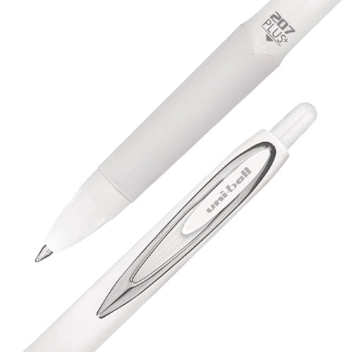 Image of uniball® 207 Plus+ Gel Pen, Retractable, Medium 0.7 mm, Black Ink, White Barrel, 4/Pack