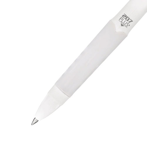 Image of uniball® 207 Plus+ Gel Pen, Retractable, Medium 0.7 mm, Black Ink, White Barrel, 4/Pack