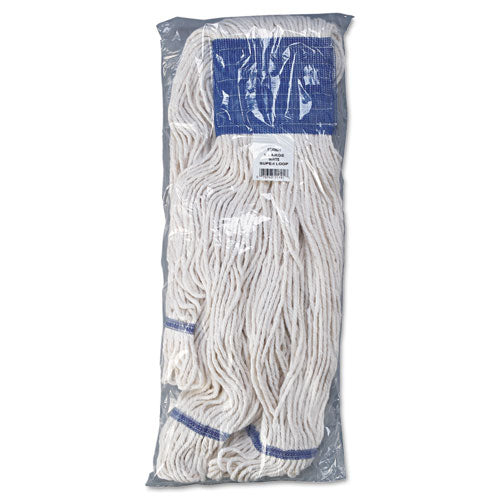 Image of Boardwalk® Super Loop Wet Mop Head, Cotton/synthetic Fiber, 5" Headband, X-Large Size, White, 12/carton