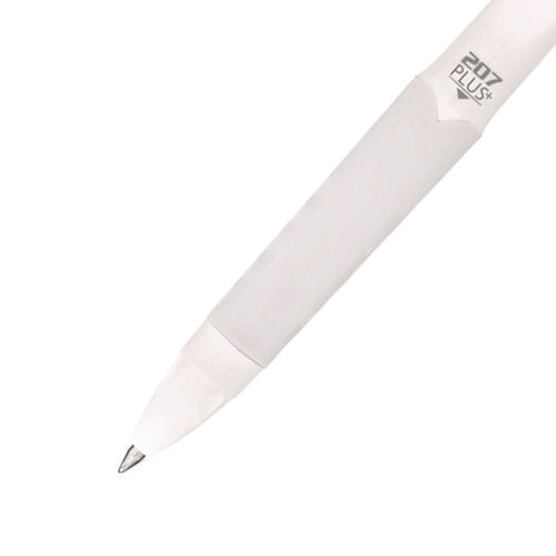 Image of uniball® 207 Plus+ Gel Pen, Retractable, Medium 0.7 mm, Black Ink, White Barrel, Dozen