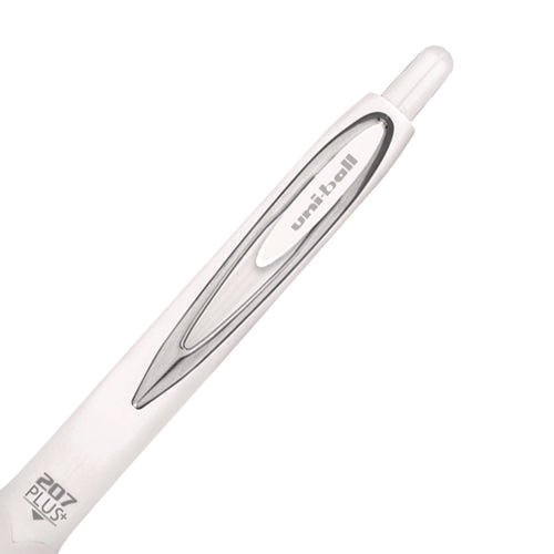 Image of uniball® 207 Plus+ Gel Pen, Retractable, Medium 0.7 mm, Black Ink, White Barrel, Dozen