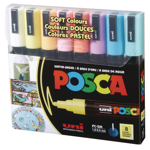 Image of POSCA Water-Based Paint Markers, Medium Bullet Tip, 1.8 mm/2.5 mm, Assorted Colors, 8/Set