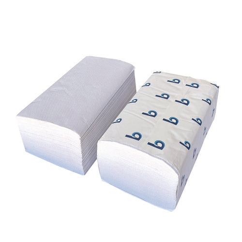Image of Boardwalk® Boardwalk Green Single-Fold Towels, 1-Ply, 9.13 x 10.25, Natural White, 250/Pack, 16 Packs/Carton