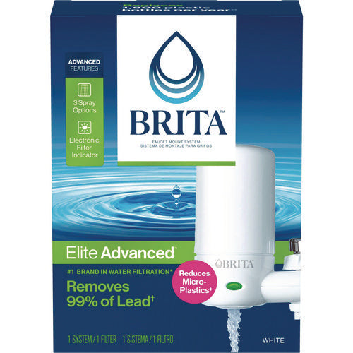 Image of Brita® Water Faucet Mount Filtration System with 1 Elite Advanced Replacement Filter, White