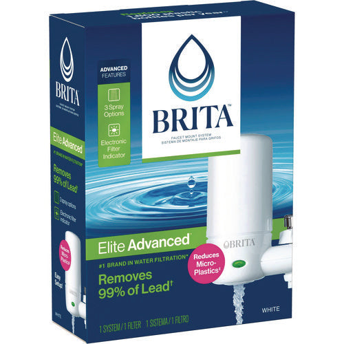 Image of Brita® Water Faucet Mount Filtration System with 1 Elite Advanced Replacement Filter, White