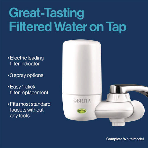 Image of Brita® Water Faucet Mount Filtration System with 1 Elite Advanced Replacement Filter, White, 4/Carton