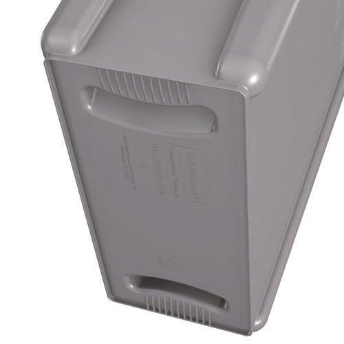 Image of Rubbermaid® Commercial Slim Jim Waste Container with Handles, 16 gal, Plastic, Light Gray