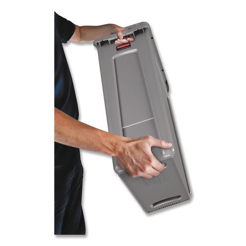 Image of Rubbermaid® Commercial Slim Jim Waste Container with Handles, 16 gal, Plastic, Light Gray