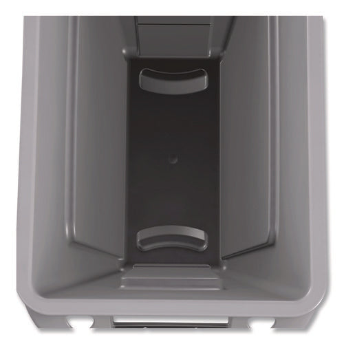 Image of Rubbermaid® Commercial Slim Jim Waste Container with Handles, 16 gal, Plastic, Light Gray