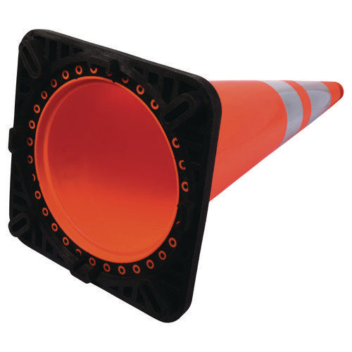 Image of Tatco Tatco Traffic Cone, 14.5 x 1 x 36, Orange/Silver