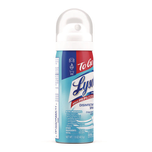 Image of LYSOL® Brand Disinfectant Spray To Go, Crisp Linen Scent, 1.5 oz Aerosol Spray, 12/Carton