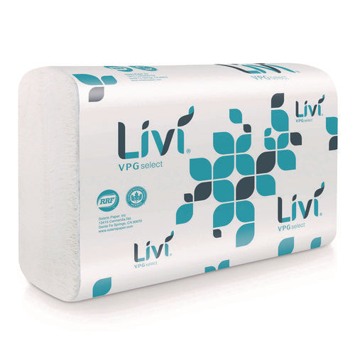 Image of Livi® VPG Select Multifold Towel, 1-Ply, 9.45 x, 9.06, White, 250/Pack, 16 Packs/Carton