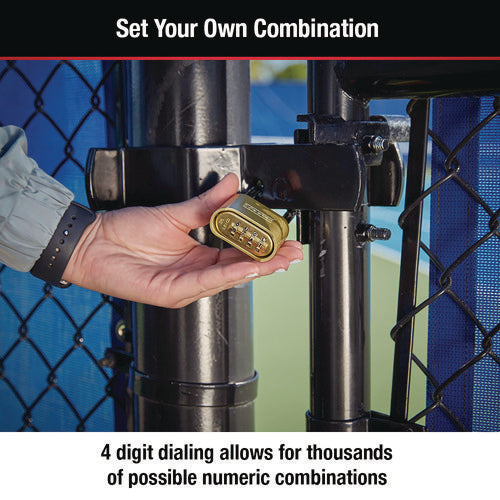Image of Master Lock® Resettable Combination Padlock, 2" Wide, Brass