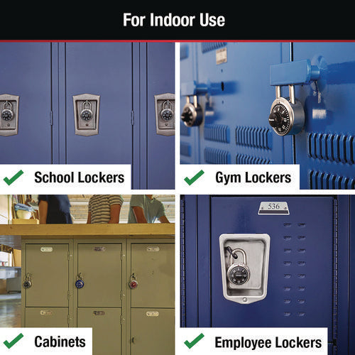 Image of Master Lock® Combination Lock, Stainless Steel, 1.87" Wide, Silver/Black, 2/Pack