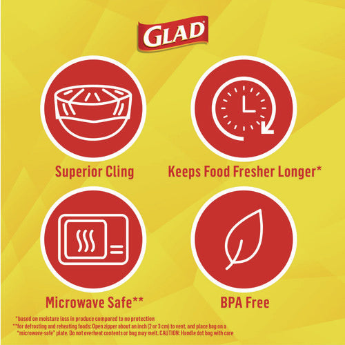 Image of Glad® Cling'N Seal Plastic Food Wrap, 200 sq ft, 12 Rolls/Carton
