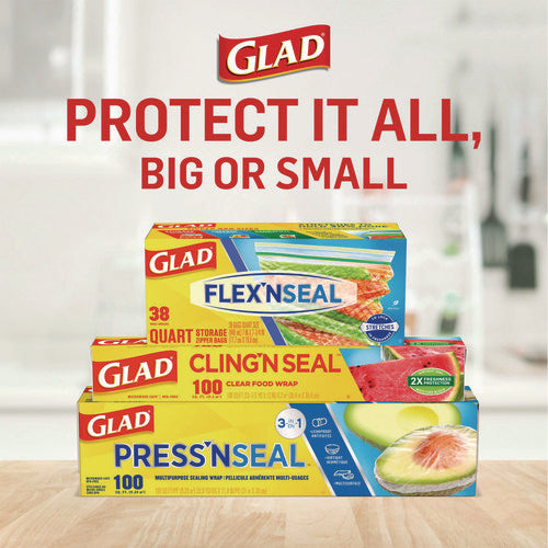 Image of Glad® Cling'N Seal Plastic Food Wrap, 200 sq ft, 12 Rolls/Carton