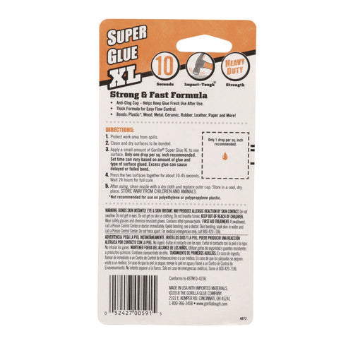Image of Gorilla® Super Glue, 0.88 oz, Dries Clear