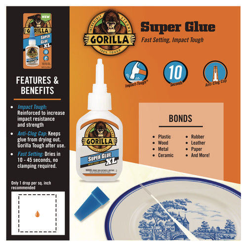 Image of Gorilla® Super Glue, 0.88 oz, Dries Clear