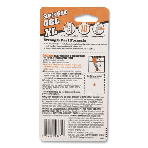 Image of Gorilla® Super Glue Gel, 0.88 oz, Dries Clear