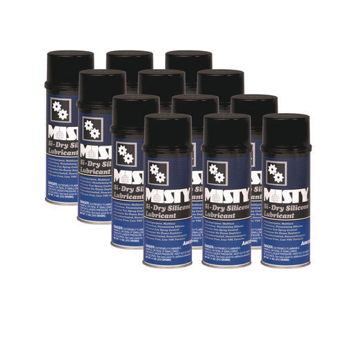 Image of Misty® Si-Dry Silicone Spray Lubricant, 11 oz Aerosol Can, 12/Carton