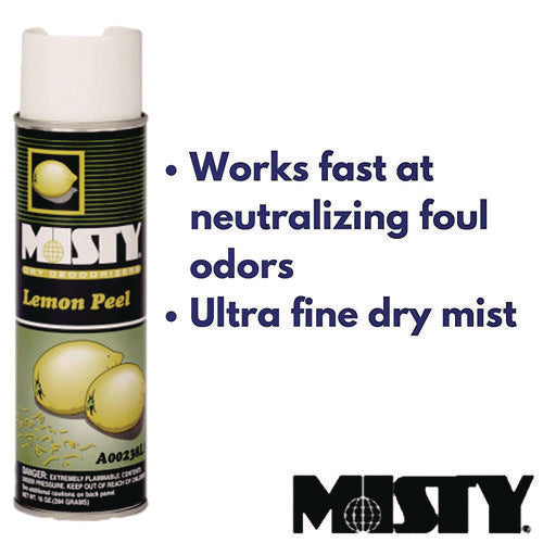 Image of Misty® Handheld Air Deodorizer, Lemon Peel, 10 Oz Aerosol Spray, 12/carton