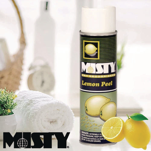 Image of Misty® Handheld Air Deodorizer, Lemon Peel, 10 Oz Aerosol Spray, 12/carton