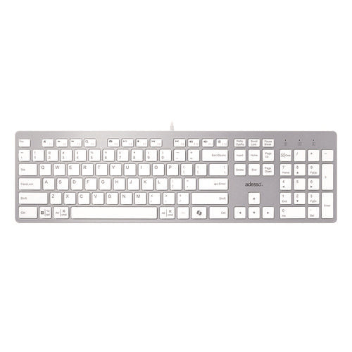 Image of Adesso AKB-730UW Keyboard, Silver/White