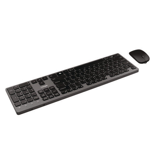 Image of Adesso WKB-7300 Wireless Keyboard and Mouse, 2.4 GHz Frequency/30 ft Wireless Range, Gray/Black