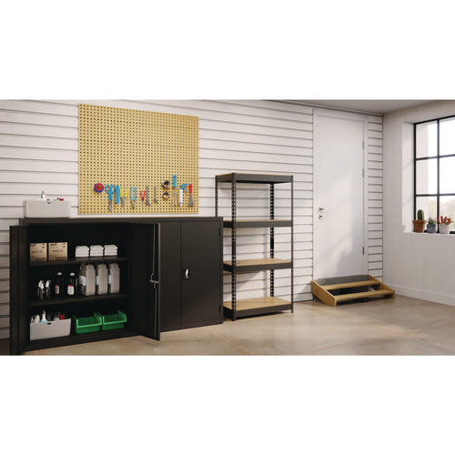 Image of Alera® Steel Shelving Unit with Particleboard Shelves, Four-Shelf, 30w x 16d x 60h, Steel, Black