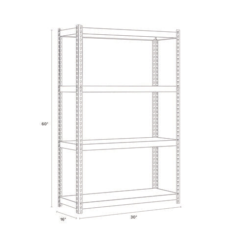 Image of Alera® Steel Shelving Unit with Particleboard Shelves, Four-Shelf, 30w x 16d x 60h, Steel, Black
