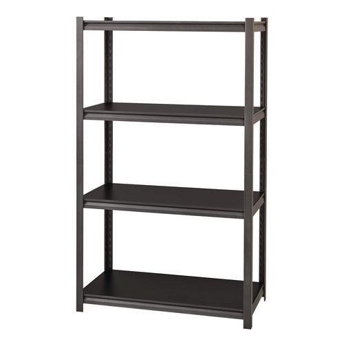 Image of Alera® Steel Shelving Unit with Laminate Shelves, Four-Shelf, 36w x 18d x 60h, Steel, Black/Gun Metal Gray