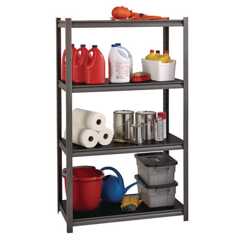 Image of Alera® Steel Shelving Unit with Laminate Shelves, Four-Shelf, 36w x 18d x 60h, Steel, Black/Gun Metal Gray