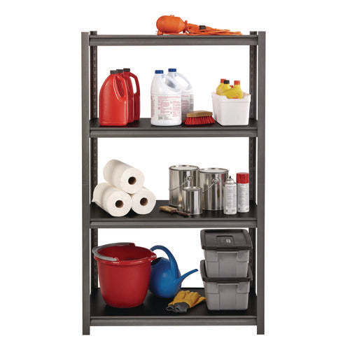 Image of Alera® Steel Shelving Unit with Laminate Shelves, Four-Shelf, 36w x 18d x 60h, Steel, Black/Gun Metal Gray