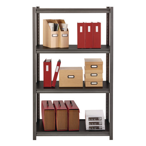 Image of Alera® Steel Shelving Unit with Laminate Shelves, Four-Shelf, 36w x 18d x 60h, Steel, Black/Gun Metal Gray