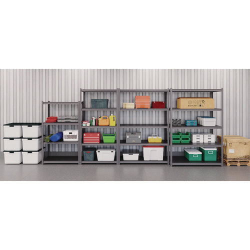 Image of Alera® Steel Shelving Unit with Laminate Shelves, Four-Shelf, 36w x 18d x 60h, Steel, Black/Gun Metal Gray