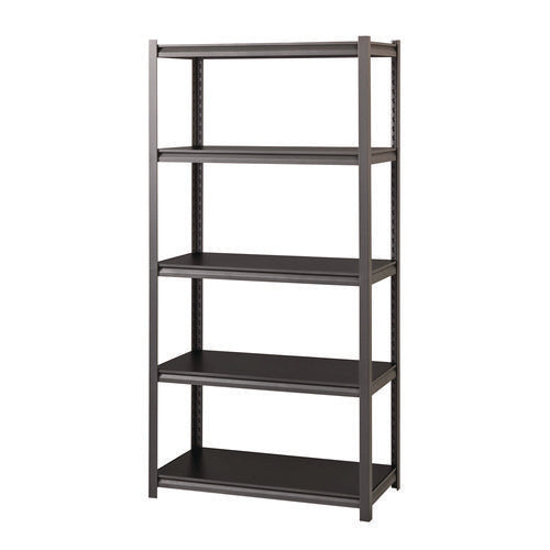 Image of Alera® Steel Shelving Unit with Laminate Shelves, Five-Shelf, 36w x 18d x 72h, Steel, Black/Gun Metal Gray