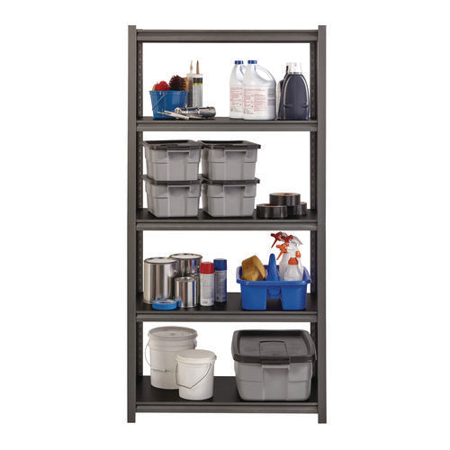 Image of Alera® Steel Shelving Unit with Laminate Shelves, Five-Shelf, 36w x 18d x 72h, Steel, Black/Gun Metal Gray