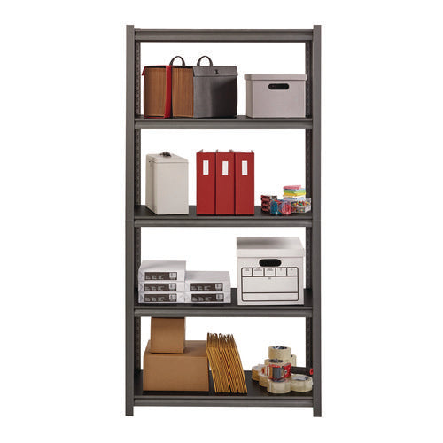 Image of Alera® Steel Shelving Unit with Laminate Shelves, Five-Shelf, 36w x 18d x 72h, Steel, Black/Gun Metal Gray