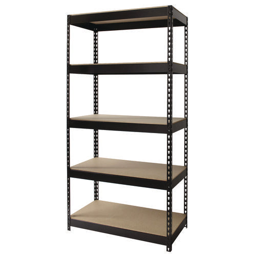 Image of Alera® Steel Shelving Unit with Particleboard Shelves, Five-Shelf, 36w x 18d x 72h, Steel, Black